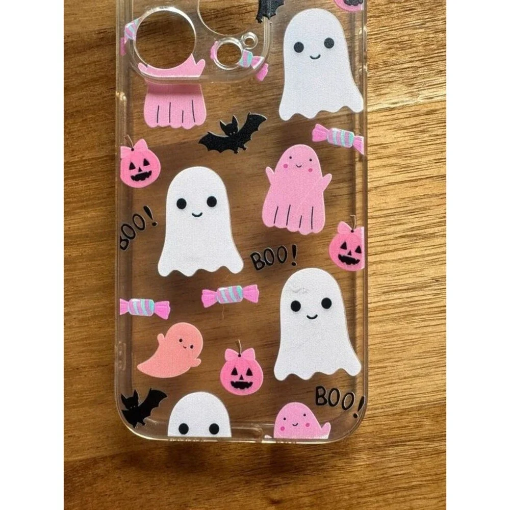 Pink Ghost Halloween iPhone 15 Pro Case